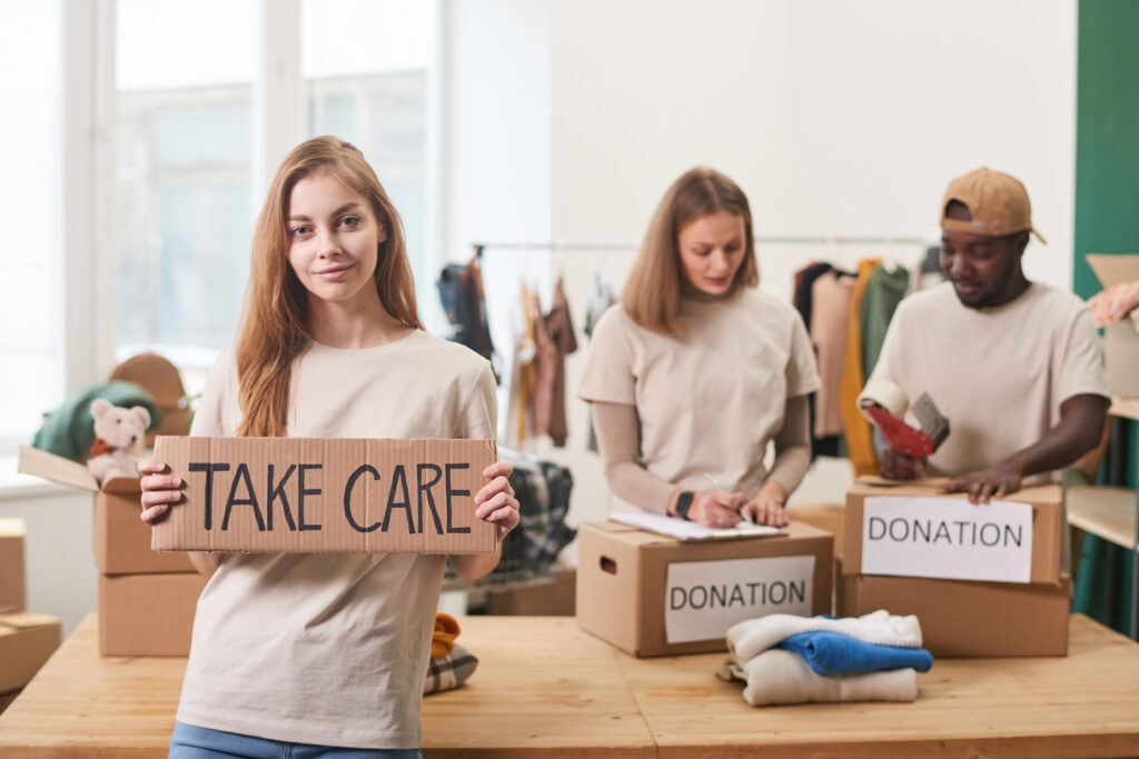 A nonprofit marketing professional promoting a charitable organization